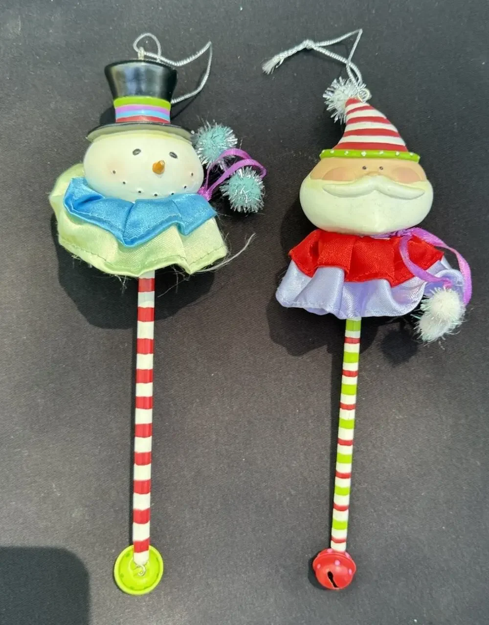 2 Midwest Of Cannon Falls Snowman Santa Whimsical Christmas ornaments -Lo10